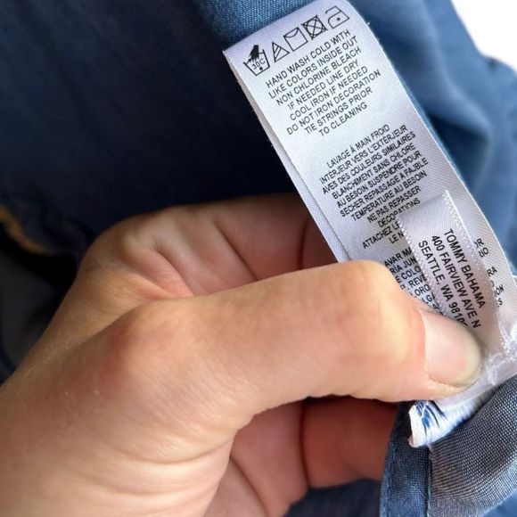 Tommy Bahama Women's Blue Boho Embroidered Tassel Tiered Tencel Dress Size Small - Picture 11 of 15